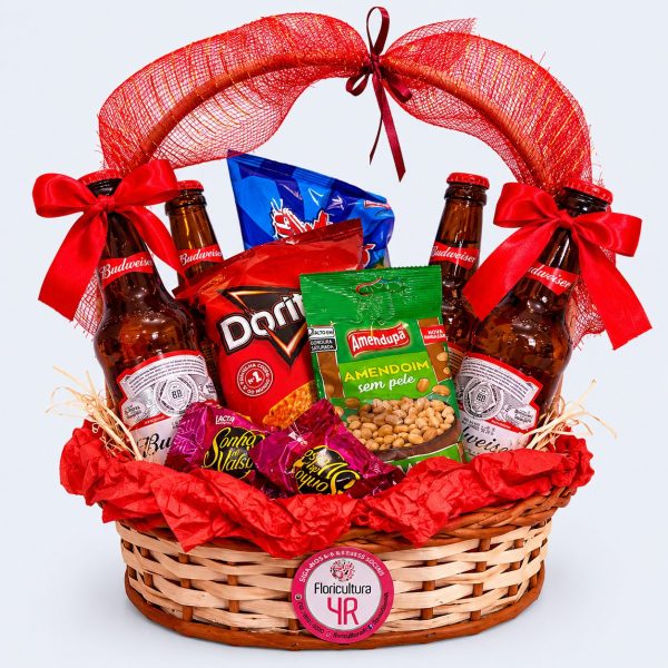 Mini Cesta com Cervejas e Aperitivos para Presentear