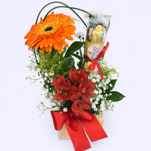 Arranjo de Gérbera e Chocolate