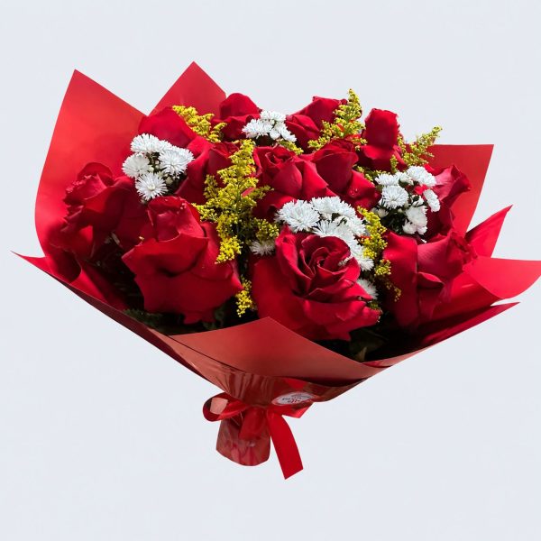 Buquê 12 rosas vermelhas "Razões para te Amar"