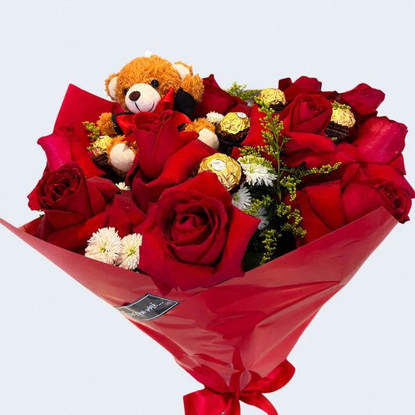 Buquê 12 rosas vermelhas "Uau! Cheguei para Arrasar"